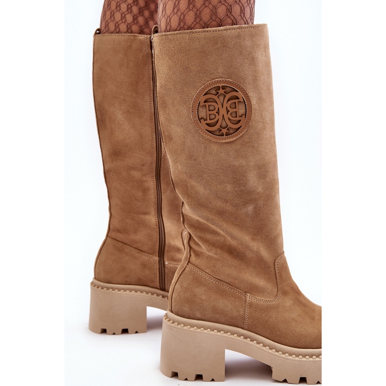 Lewski Shoes Női velúr térd feletti csizma bézs Lewski 3367 2