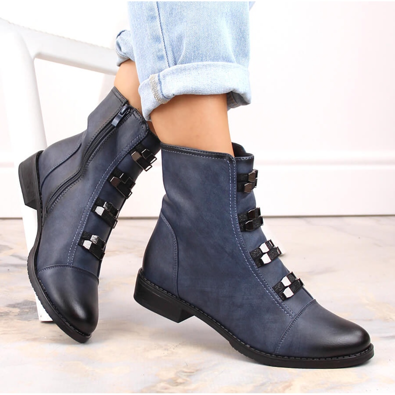 Női hőszigetelt lapos sarkú bokacsizma, kék Jezzi 1 Női hőszigetelt lapos sarkú bokacsizma, kék Jezzi 1