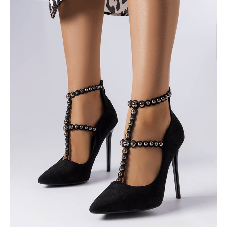 BM Fekete gombostű Prunella csíkkal díszítve 1