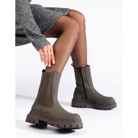 Sötétzöld matt magas csizma elasztikus Shelovet-tel 1