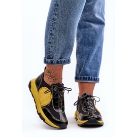 Női bőr sportcipő Maciejka 06295-01 fekete-sárga 2