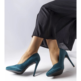 Sötétzöld szatén pumpák a Silje-től 1