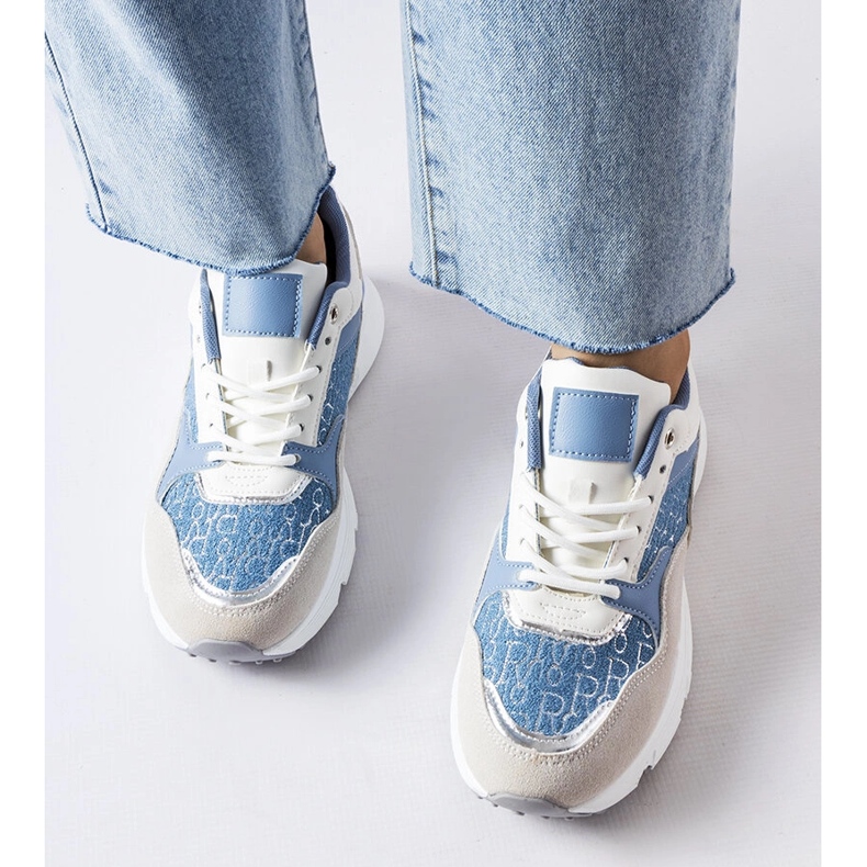 Riói kék-fehér cipő ezüst díszítéssel 1