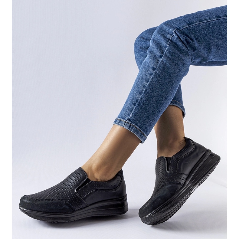 Fekete áttört Rhéaume wedge tornacipő 1