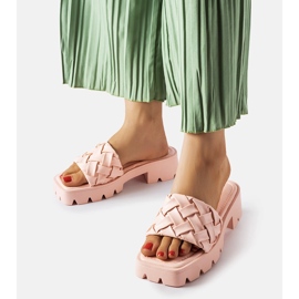 Rózsaszín flip-flop Lora traktortalppal 1