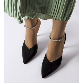 Claude fekete strasszos sarkú szandál 1