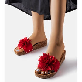 Piros szandál virággal, parafa talpon, Anjaliból 1 Piros szandál virággal, parafa talpon, Anjaliból 1