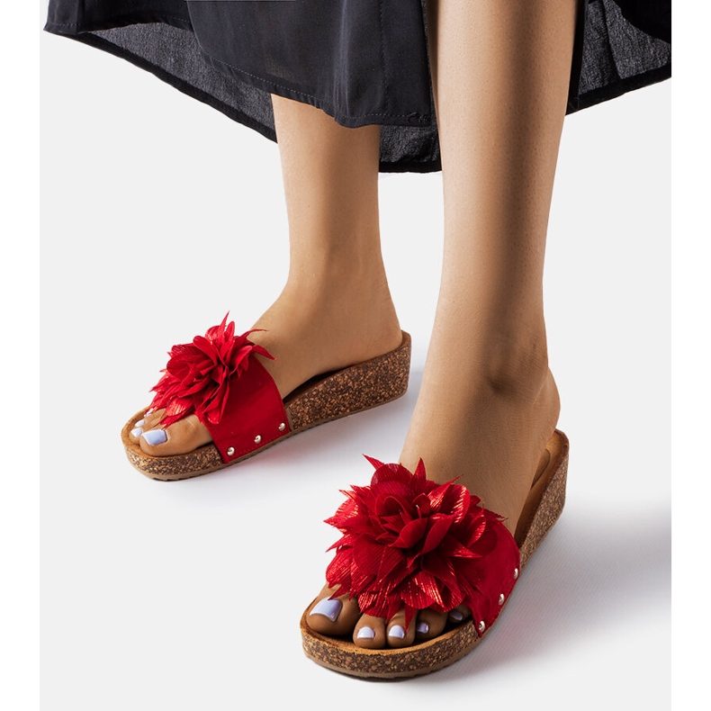 Piros szandál virággal, parafa talpon, Anjaliból 1 Piros szandál virággal, parafa talpon, Anjaliból 1