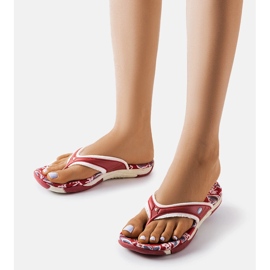 Feliksa piros textil papucs virágokkal 1