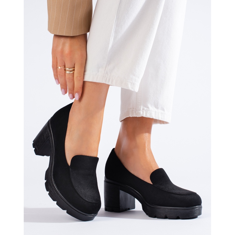 W. Potocki Női velúr magas sarkú cipő Potocki fekete 1