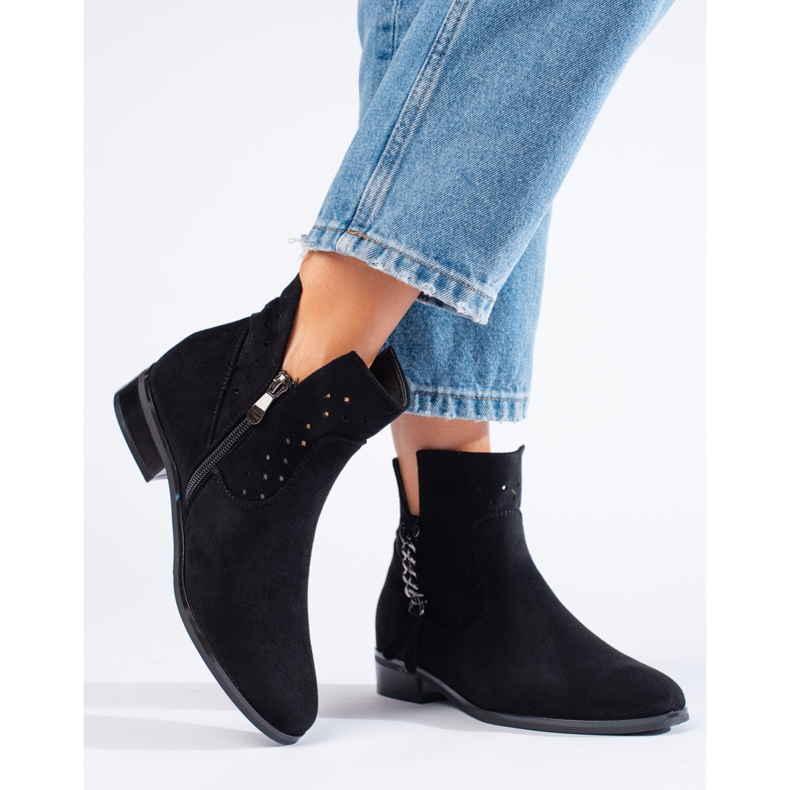 Vinceza fekete áttört tavaszi csizma 1