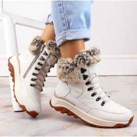 Bőr vízálló női bokacsizma gyapjú szigeteléssel, fehér Rieker W0063-80 1