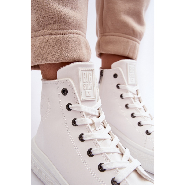 Női szigetelt cipzáras tornacipő, fehér Big Star MM274021 1