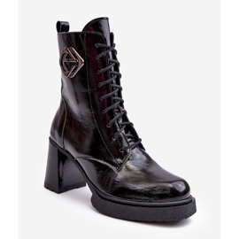 Női bőr magas bokacsizma fekete Lemar Danel 1