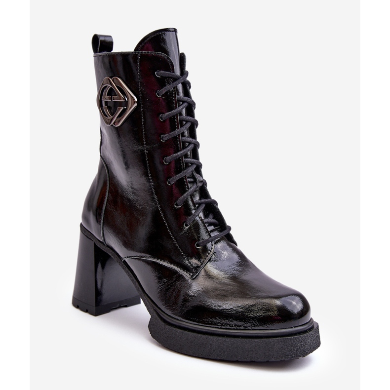 Női bőr magas bokacsizma fekete Lemar Danel 1