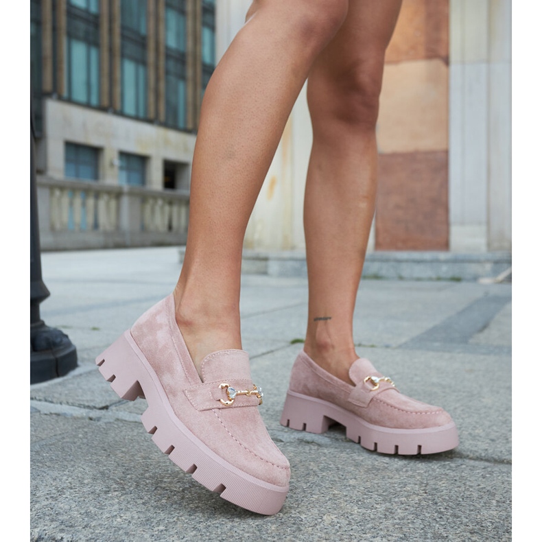 Gaiola rózsaszín mokaszinok csattal és strasszokkal 2