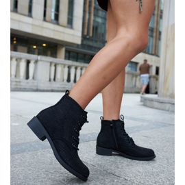 Melisurgo cirkóniákkal díszített fekete bokacsizma 2