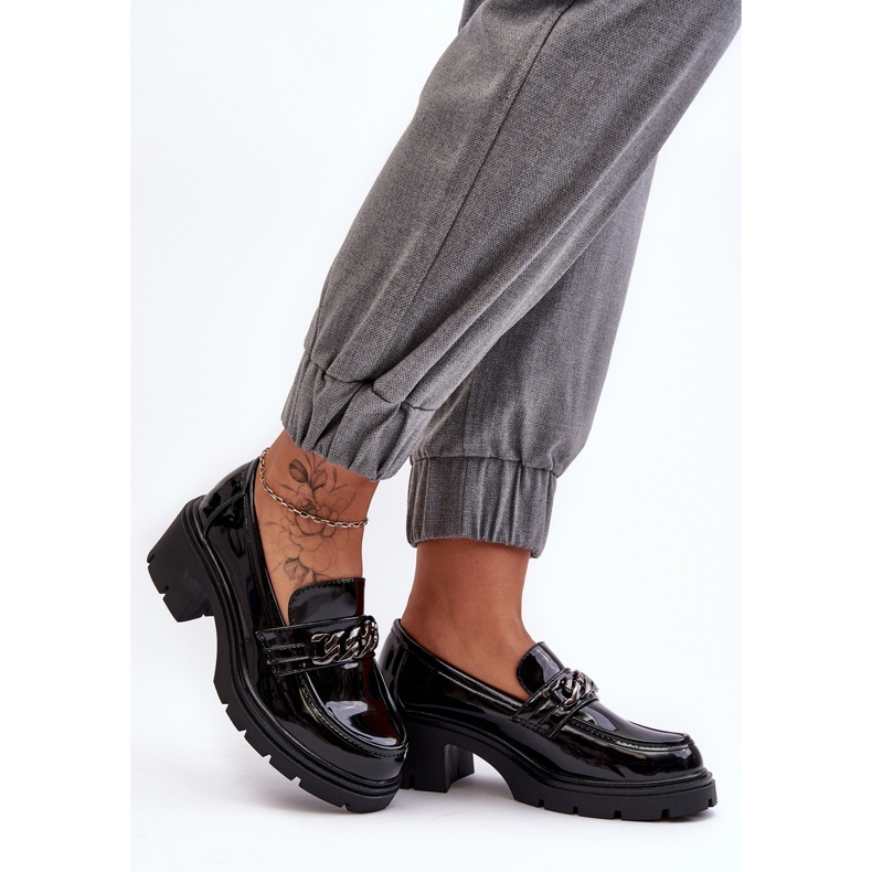 WS1 Női lakkbőr alacsony sarkú cipő fekete Blimma 2