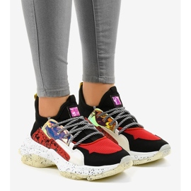 Fekete sportcipők B0-211 rendszerrel fehér piros szürke 1