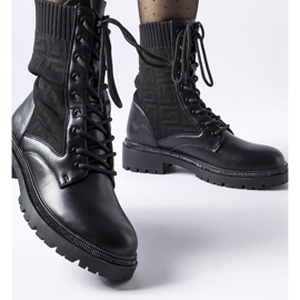 Fekete zoknis bokacsizma Emanuele strasszokkal 1