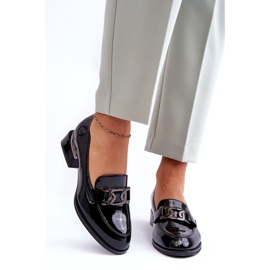 Vinceza Lakkbőr cipő, fekete magassarkú mokaszin 1