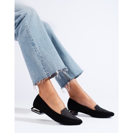 SHELOVET Női fekete mokaszin Daszyński spitz mintával 1