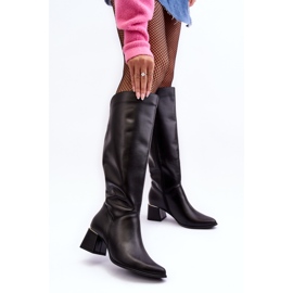 Lewski Shoes Női bőr magassarkú csizma fekete Lewski 2928/B/2 1