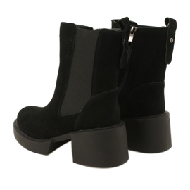 Filippo Bőr velúr magas sarkú bokacsizma fekete színben 3