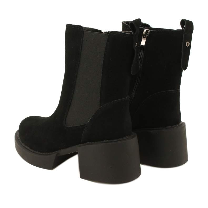 Filippo Bőr velúr magas sarkú bokacsizma fekete színben 3