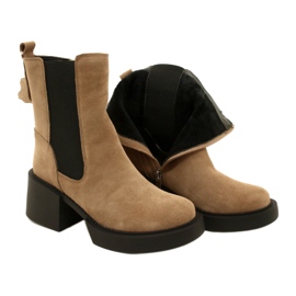 Filippo Bézs bőr velúr magas sarkú bokacsizma 4