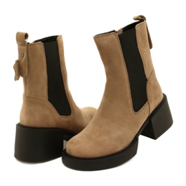 Filippo Bézs bőr velúr magas sarkú bokacsizma 3