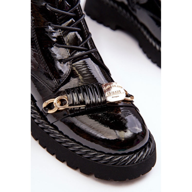 Női Patent Worker Bokacsizma Díszítéssel Fekete S.Barski MR870-67 4