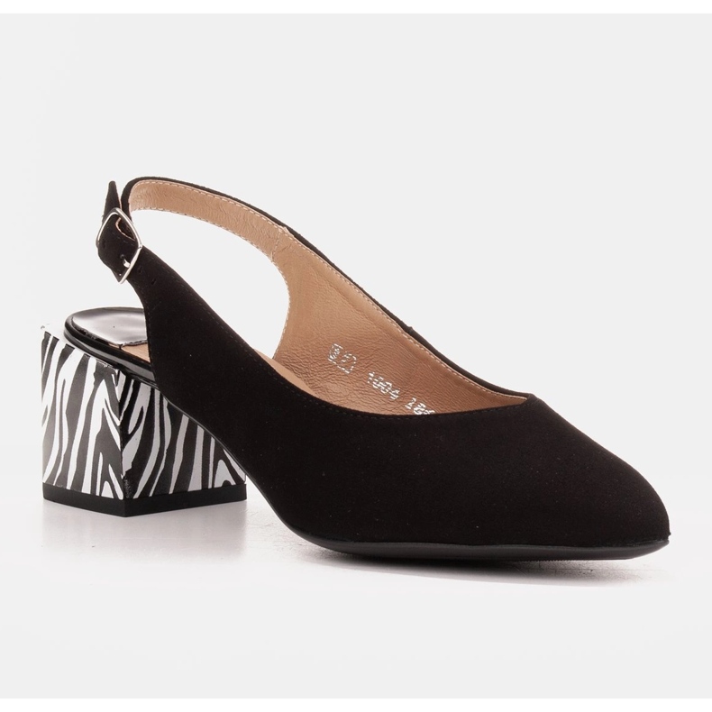 Marco Shoes Elegáns női szivattyúk zebra sarokkal fekete 1