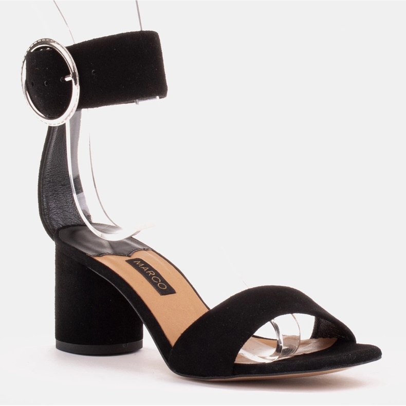 Marco Shoes Női bőr szandál díszcsattal fekete 1
