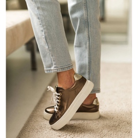 Marco Shoes Női cipők valódi bőrből, vastag talpon aranysárga 1