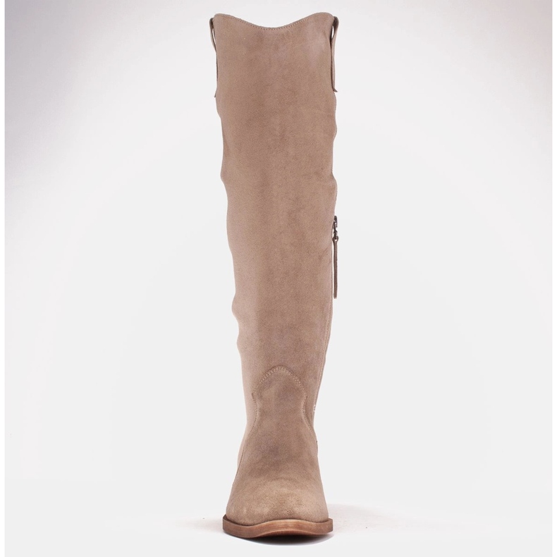 Marco Shoes Iolanda cowboy csizma dekoratív varrással bézs 2