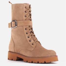 Marco Shoes Fűzős csizma világos talpon 2118B bézs 1