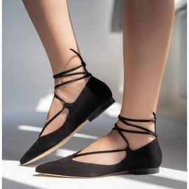 Marco Shoes Velúr balerinák pánttal fekete 1