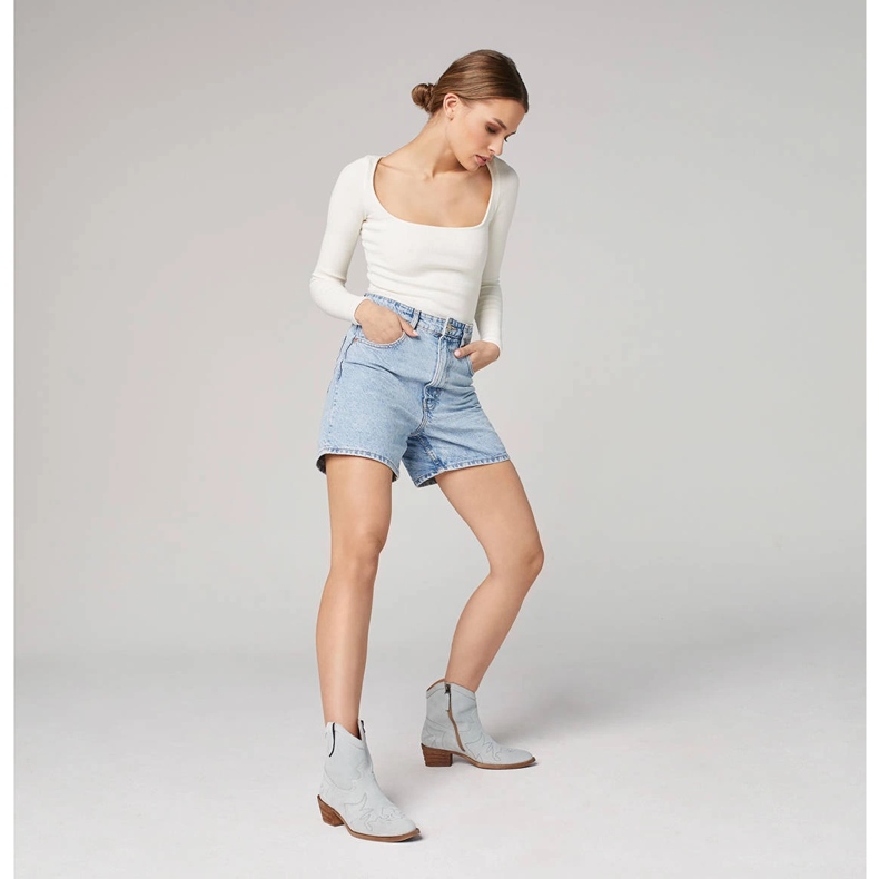 Marco Shoes Velúr cowboy csizma dekoratív varrással 2188B-1281-045-1 kék szürke 1