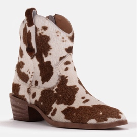 Marco Shoes Természetes bőr cowboy csizma hajjal 2226B-1282-1 bézs barna 1
