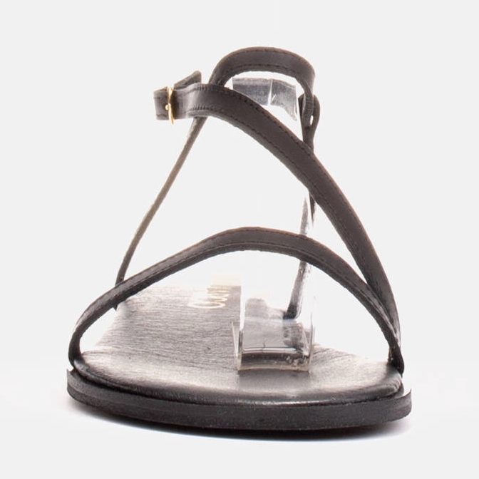 Marco Shoes Lapos aljú bőr szandál fekete 2