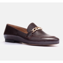 Marco Shoes Balerinák arany lánccal barna 2