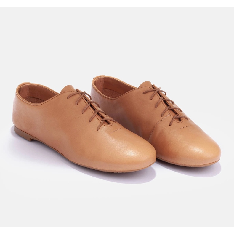 Marco Shoes Finom szemcsés bőrből készült balerinák barna 2