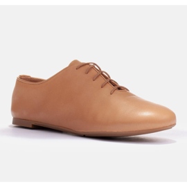 Marco Shoes Finom szemcsés bőrből készült balerinák barna 1