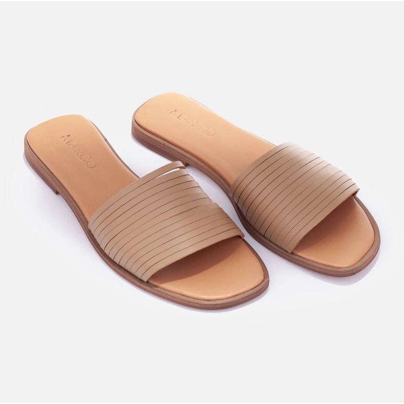 Marco Shoes Bőr papucs bézs 1