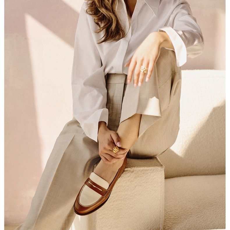 Marco Shoes Természetes bőrből készült mokaszinok barna 2