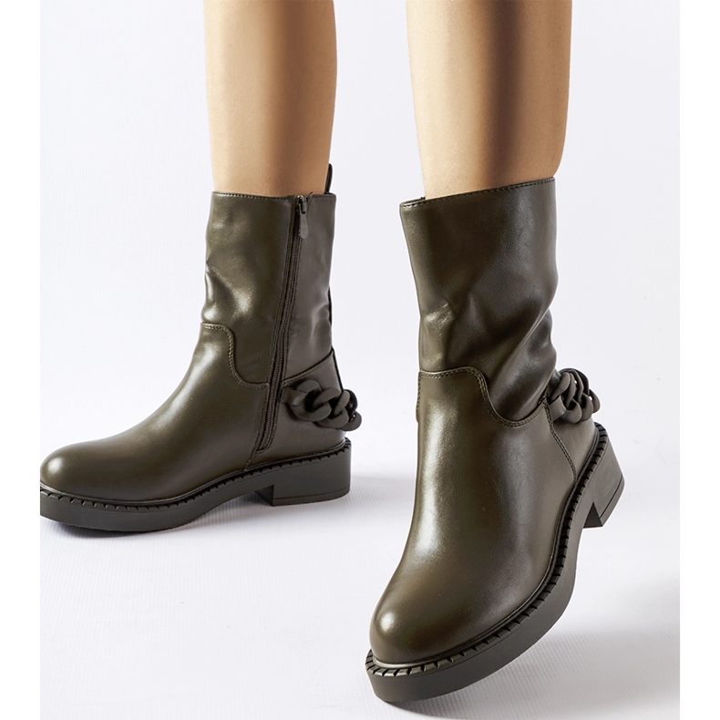 Inna Zöld szigetelt bokacsizma lánccal a Linera-tól 1