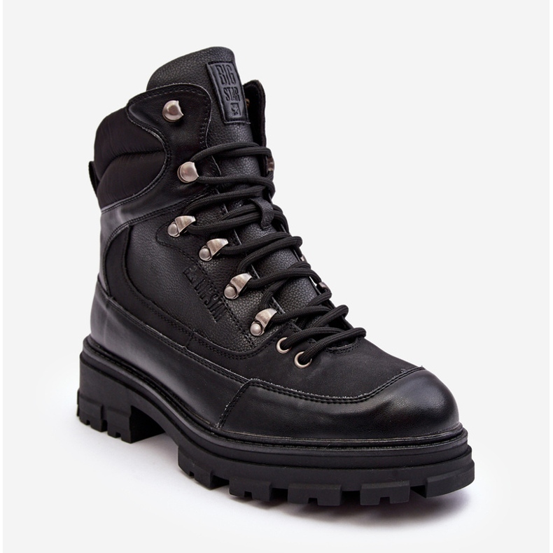 Női szigetelt fűzős bokacsizma fekete Big Star MM274663 2