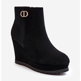 WJ2 Női ék alakú bokacsizma kis díszítéssel, fekete Bertolina 1