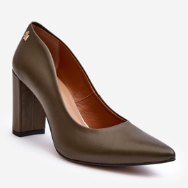 Bőr pumpák magassarkún Laura Messi 2624/227 Sötétzöld 1